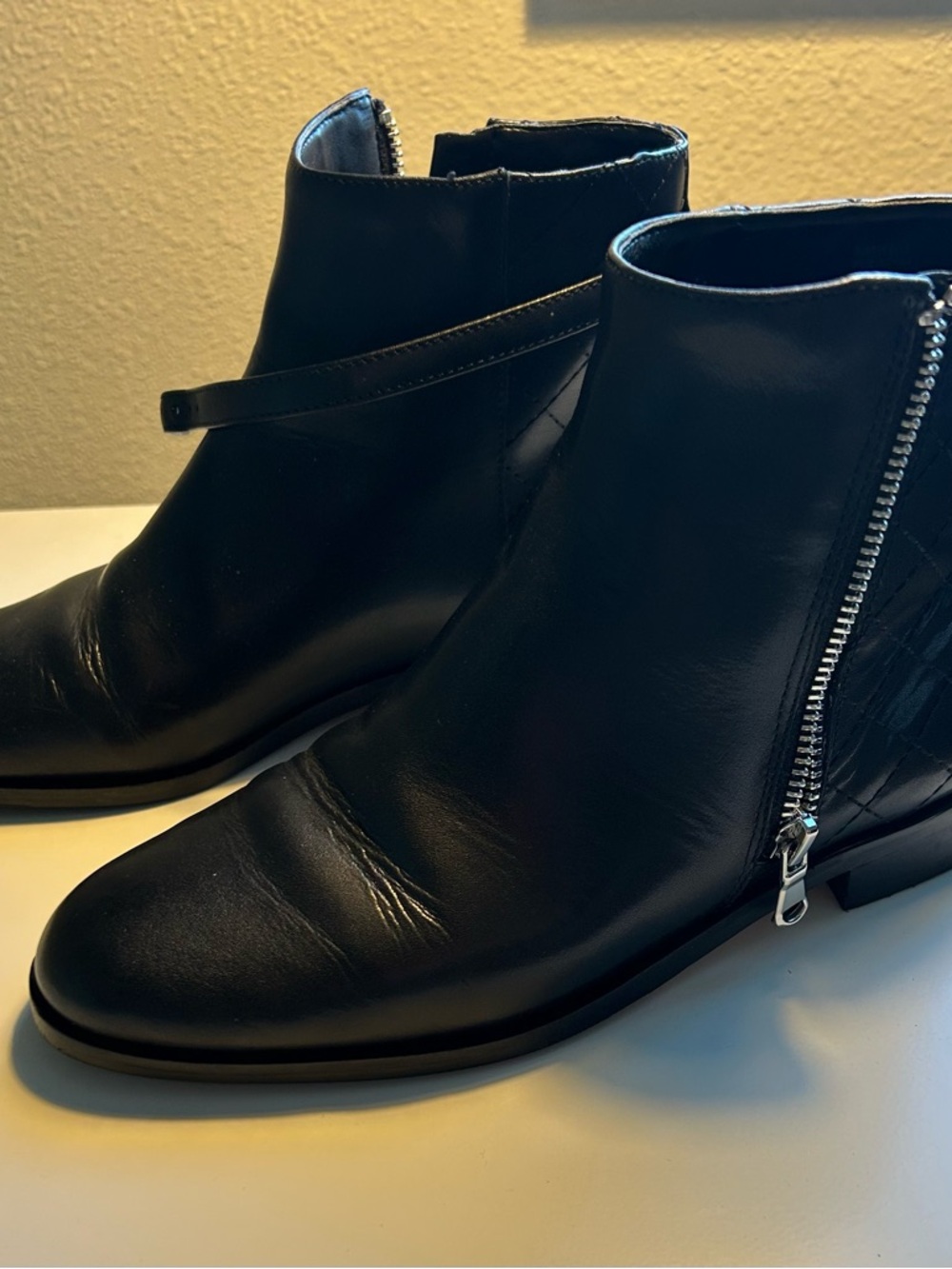 Ann Taylor Black Leather Ankle Boots with Side Zip